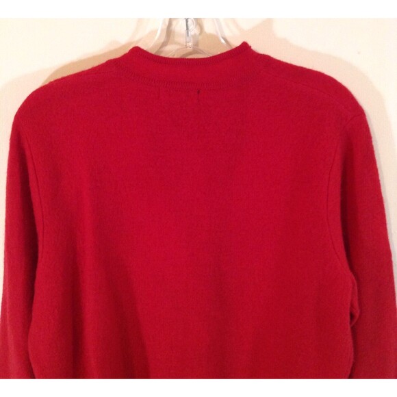 Vtg Cardigan Sweater Wmn M Red 100% Wool Floral Embroidered Grandma Cottage Y2K - Picture 9 of 12